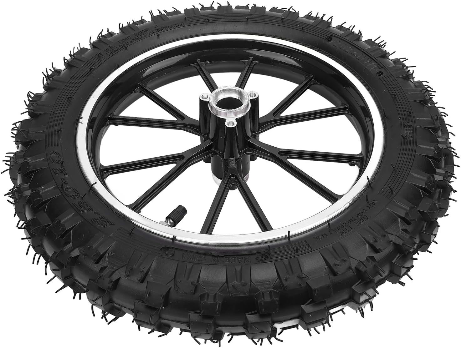 2.5 10 Wheel Hub Tire Heavy Duty Dirt Bike Tire with Inner Tube Premium Rubber Wear Metal Frame for Mini Motorcycles Off Road (Black)
