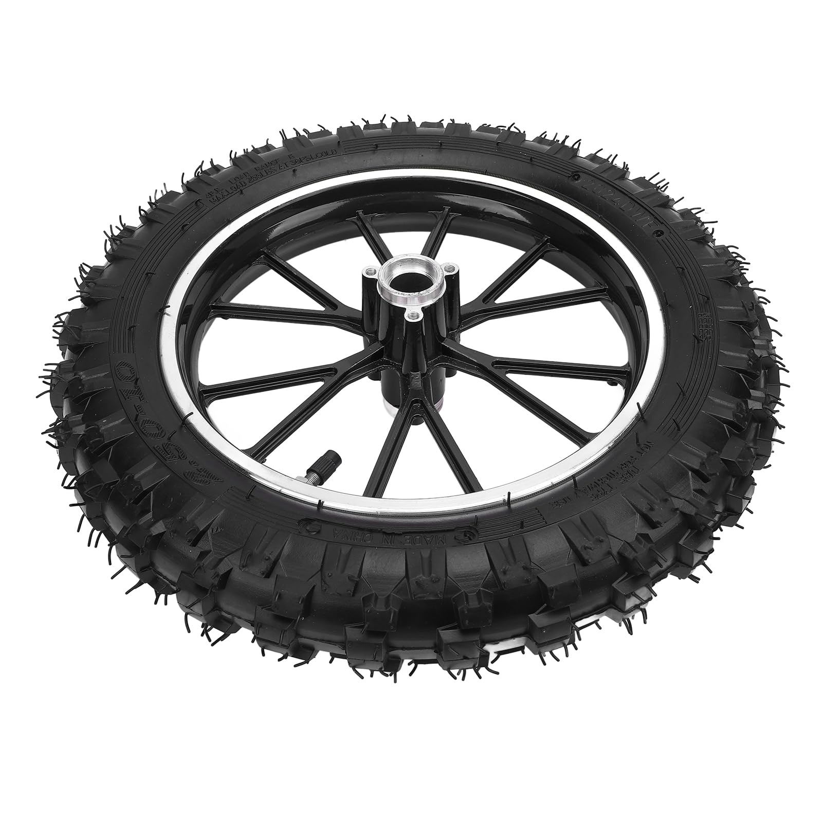Opona na piastę Koła 2,5-10, Gumowa Odporna na Zużycie Opona do Mini Roweru do Motocykli 49 Cm3, Odpowiednia Użytku Terenowego (BLACK)