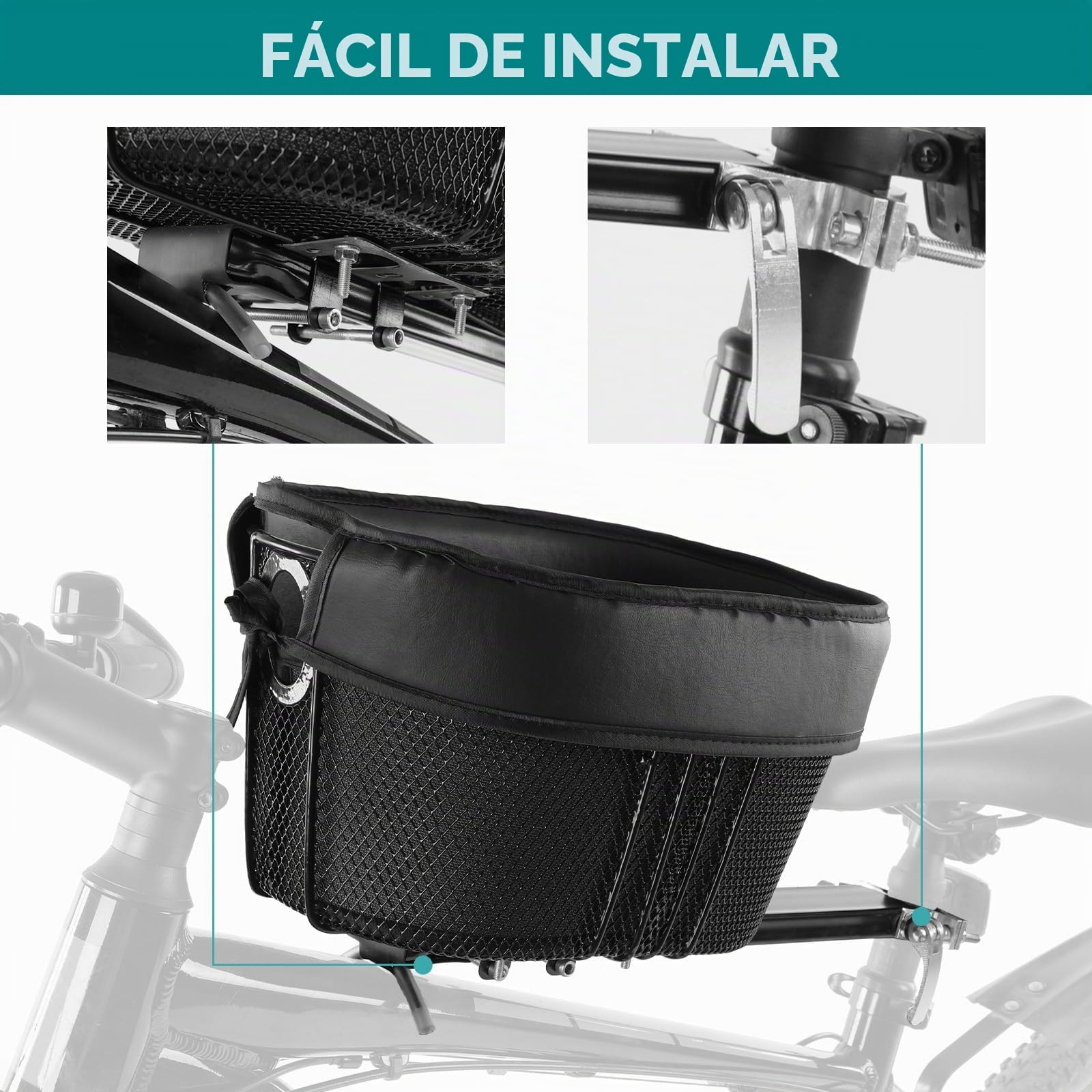 Tyenaza Cesta de Bicicleta para Perro, Cesta para Mascotas para Bicicleta, Barra Transversal Delantera sobre el Sillín Canasta de Bicicleta Plegable, para Llevar Mascotas, Compras(Mountain Bike)