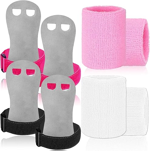 Amrta Juego de pulseras de gimnasia para niñas, jóvenes y niños, 2 pares de equipos de protección de palma con soporte para muñeca, juego de guantes