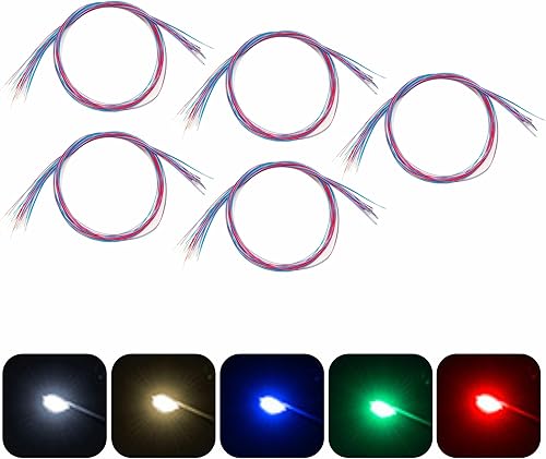 Miniatura 32 de 25 piezas de LED micro parpadeantes precableados (modo de luz: luz azul intermitente) LED SMD 0805 con accesorios de montaje para construcción