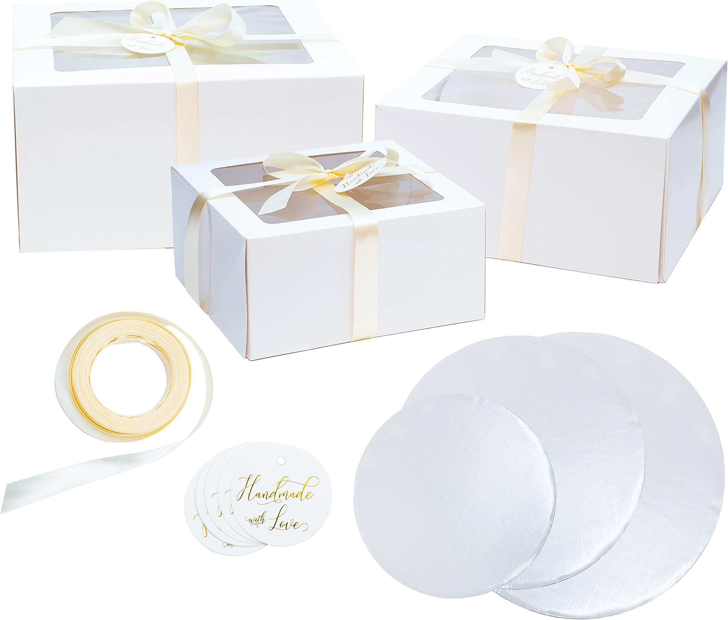 30 Pcs Large Bakery Boxes with 3 Style Window, 30 Pcs Cake