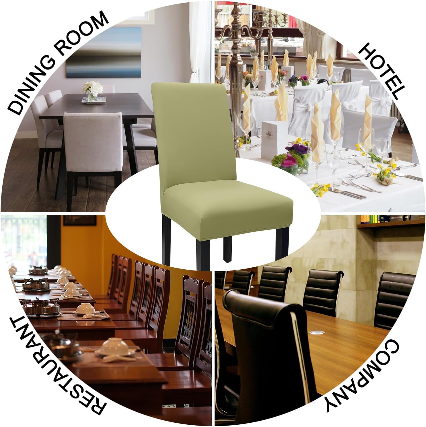 Dining Room Chair Covers Set of 12, Stretch Solid Color Parsons Chair Slipcovers Spandex Removable Washable Kitchen Chair Protector Cover for Dining Room, Hotel, Ceremony(Sage Green)