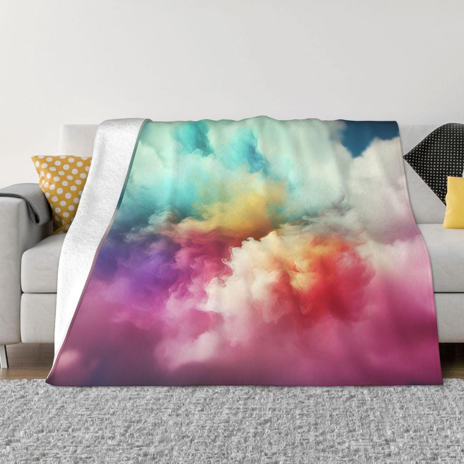 Couverture pour canapé nuage coloré pour vos soirées cocooning
