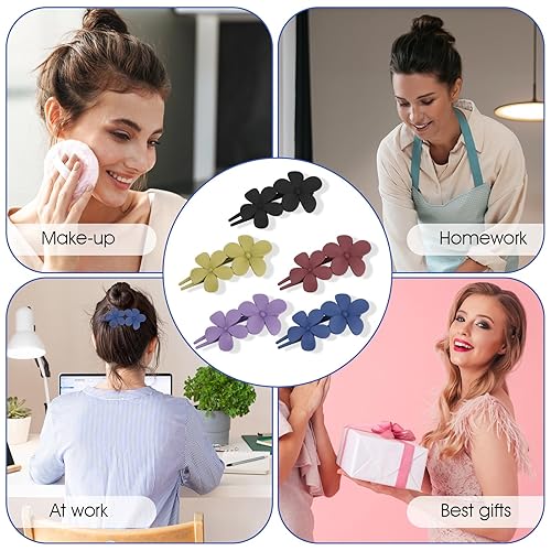 Miniatura 7 de 5 pinzas para el cabello de flores, 5 unidades, pinzas de pelo mate, pinzas de pelo florales, pinzas antideslizantes para el cabello, horquillas