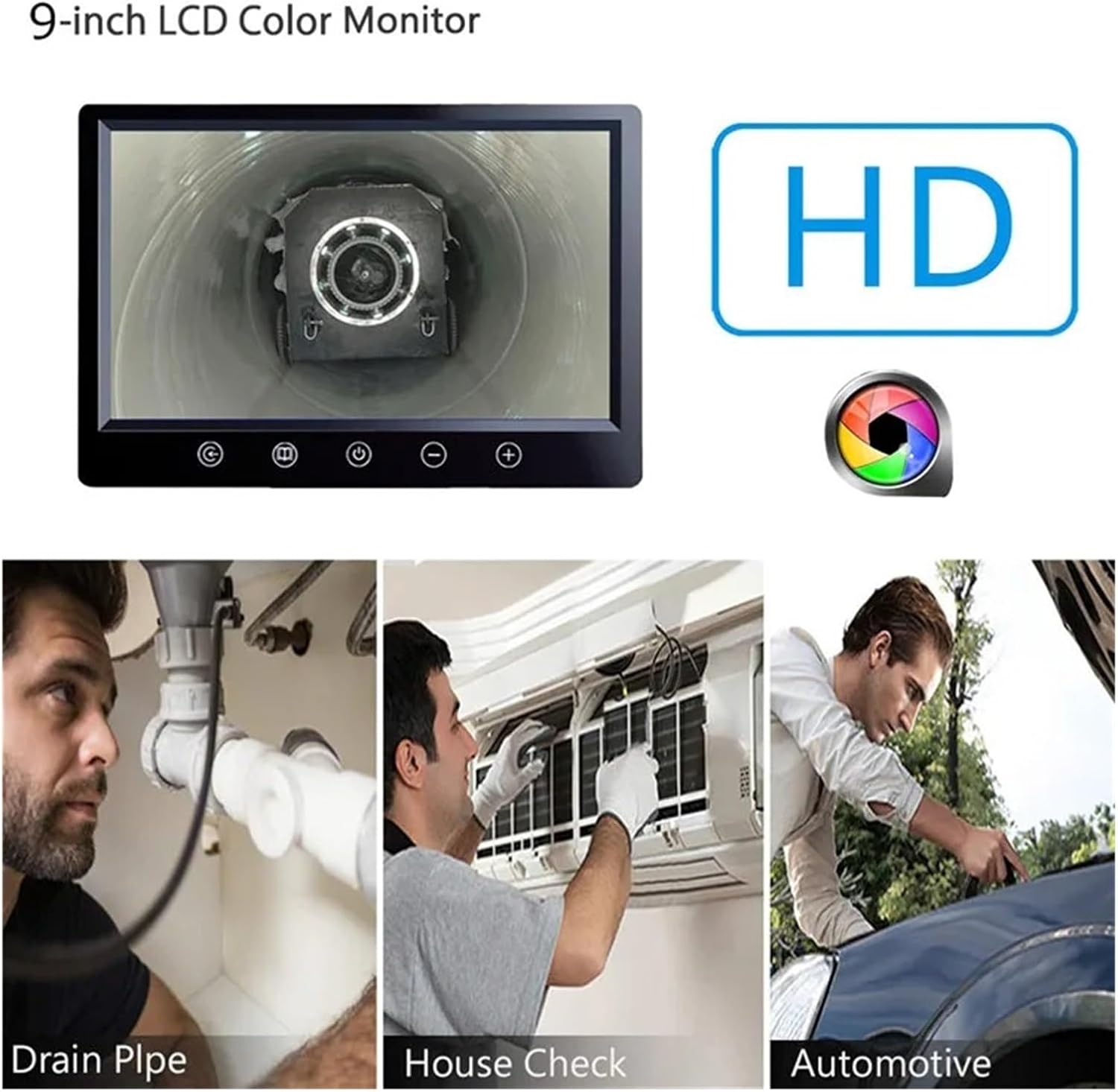 Drain Inspection Camera 9inch Wireless WiFi 10-50M Pipe Inspection Video Camera,Drain Sewer Pipeline Industrial Endoscope