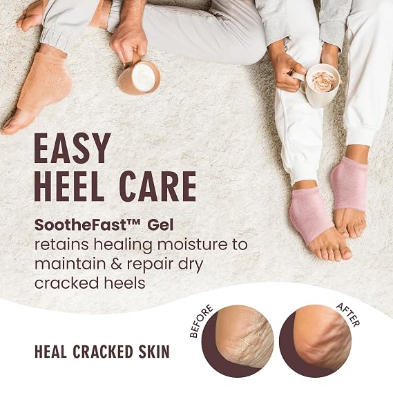 Dr. Fredericks Original Moisturizing Fuzzy Heel Socks - Cozy Gel-Lined Socks for Dry Cracked Heels - 2 Pairs - Overnight Foot Care with Olive Oil, Vitamin E - Gifts for Women & Men - Peach Fuzz