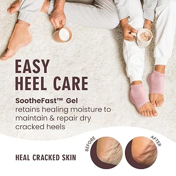 Dr. Fredericks Original Moisturizing Fuzzy Heel Socks - Cozy Gel-Lined Socks for Dry Cracked Heels - 2 Pairs - Overnight Foot Care with Olive Oil, Vitamin E - Gifts for Women & Men - Peach Fuzz