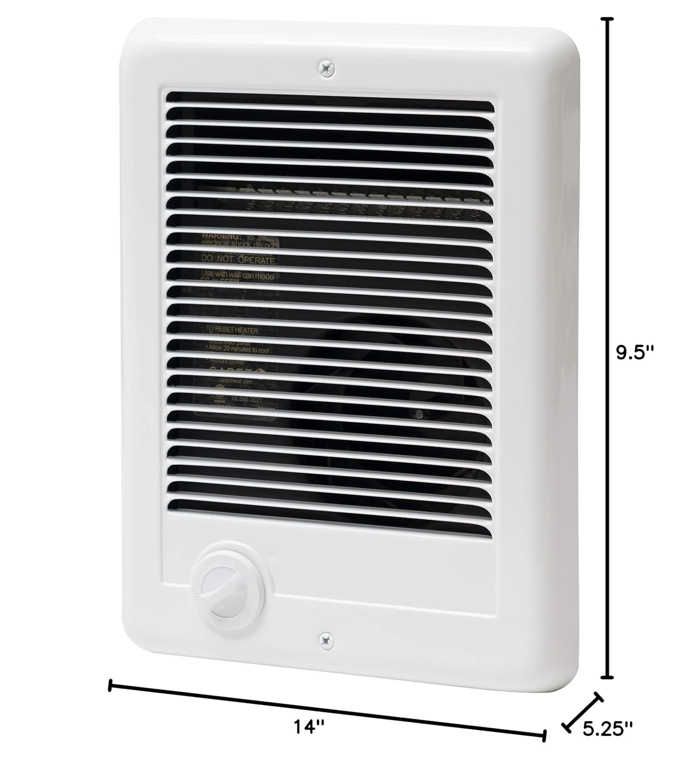 Cadet Com-Pak Electric Wall Heater Complete Unit with Thermostat (Model: CSC101TW, Part: 67508), 3412 BTU, 120 Volt, 1000 Watt, White