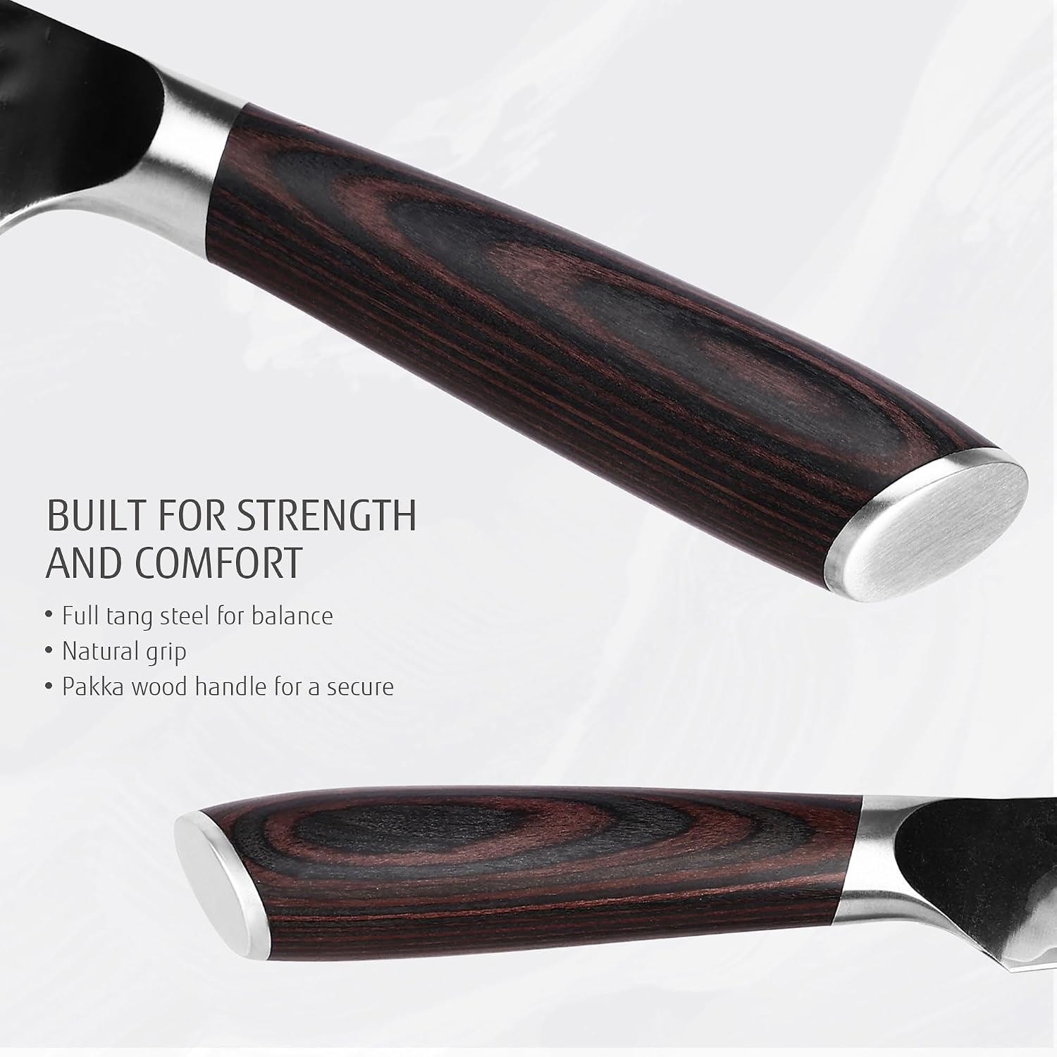 hecef 3-Ply Japanese Knife Made of Stainless Steel with High Carbon Content and Pakka Wood Handle (2-Piece Knife Set) image 3