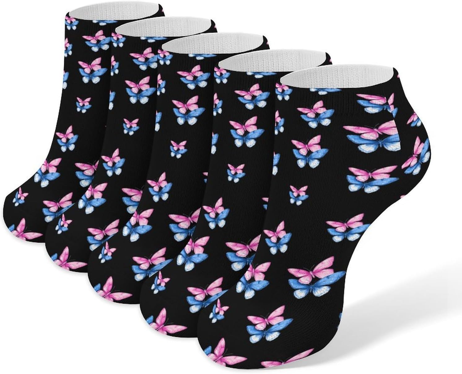 Transgender Butterfly 5 Pairs Low Cut Ankle Socks Casual Liner Sock No Show Invisible Socks for Men Women