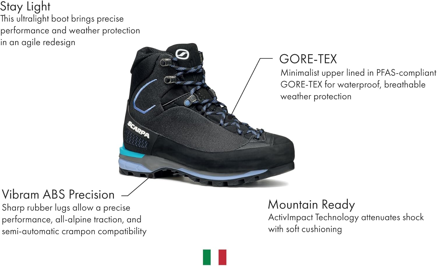 SCARPA Women's Zodiac Tech LT GTX Waterproof Gore-Tex Hiking, Trekking, & Mountaineering Boots