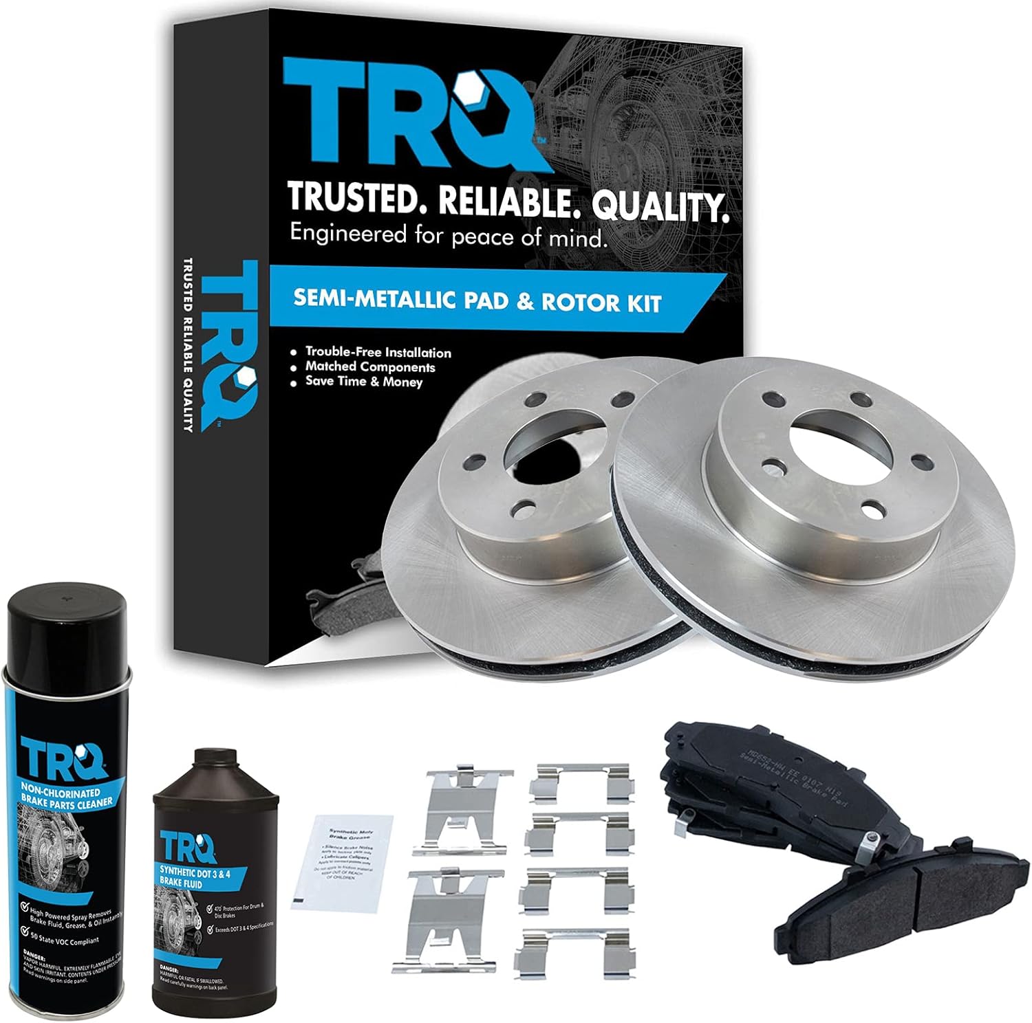 TRQ Front Brake Pad & Rotor Kit Brake Chemical Kit Brake Pads Brake Rotor Semi-Metallic Compatible with 1995-2001 Ford Explorer 1998-2002 Ranger Mazda B4000 1998-2001 Mercury Mountaineer