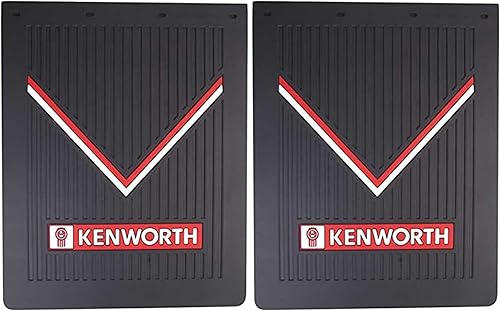 Kenworth Solapas de fango de goma negra OEM con logotipo rojo y blanco - 30 "x 24" - Par
