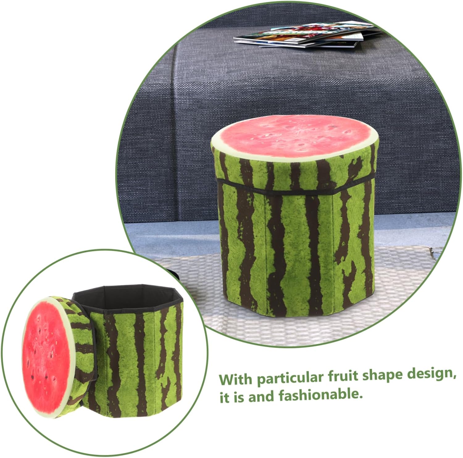 Zerodeko Fruitella Footrest Foot Stool Small Stool Foldable Outdoor Ottomans for Patio Foot Rest Stool Round Pouf Outdoor Stool Storage Footstool