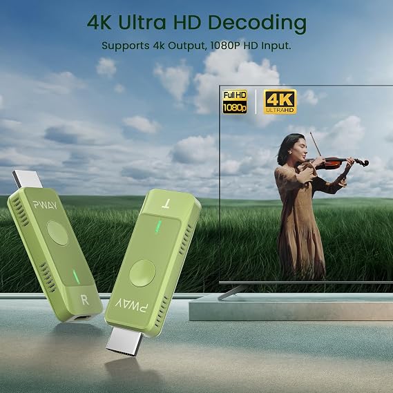 Wireless HDMI Transmitter and Receiver, Wireless HDMI 98FT/30M Kit, Full 1080P for TV Streaming, Meeting Streaming Video Audio Files from Laptop, PC to HDTV, Projector