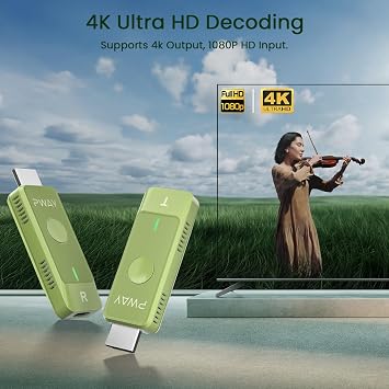 Wireless HDMI Transmitter and Receiver, Wireless HDMI 98FT/30M Kit, Full 1080P for TV Streaming, Meeting Streaming Video Audio Files from Laptop, PC to HDTV, Projector