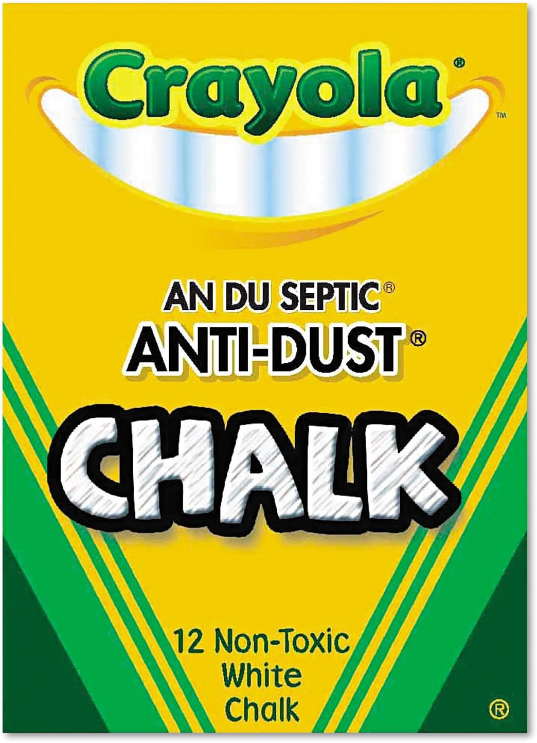 Crayola 501402 Nontoxic Anti-Dust Chalk, White, 12 Sticks/Box