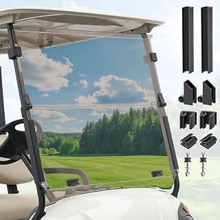 Panglong Golf Cart Foldable Windshield for Yamaha G29/Drive Model-Clear and Tinted, Shatterproof and Anti-UV Golf Cart Windshield, Suitable for 2007-2016 Yamaha Drive/G29 Model
