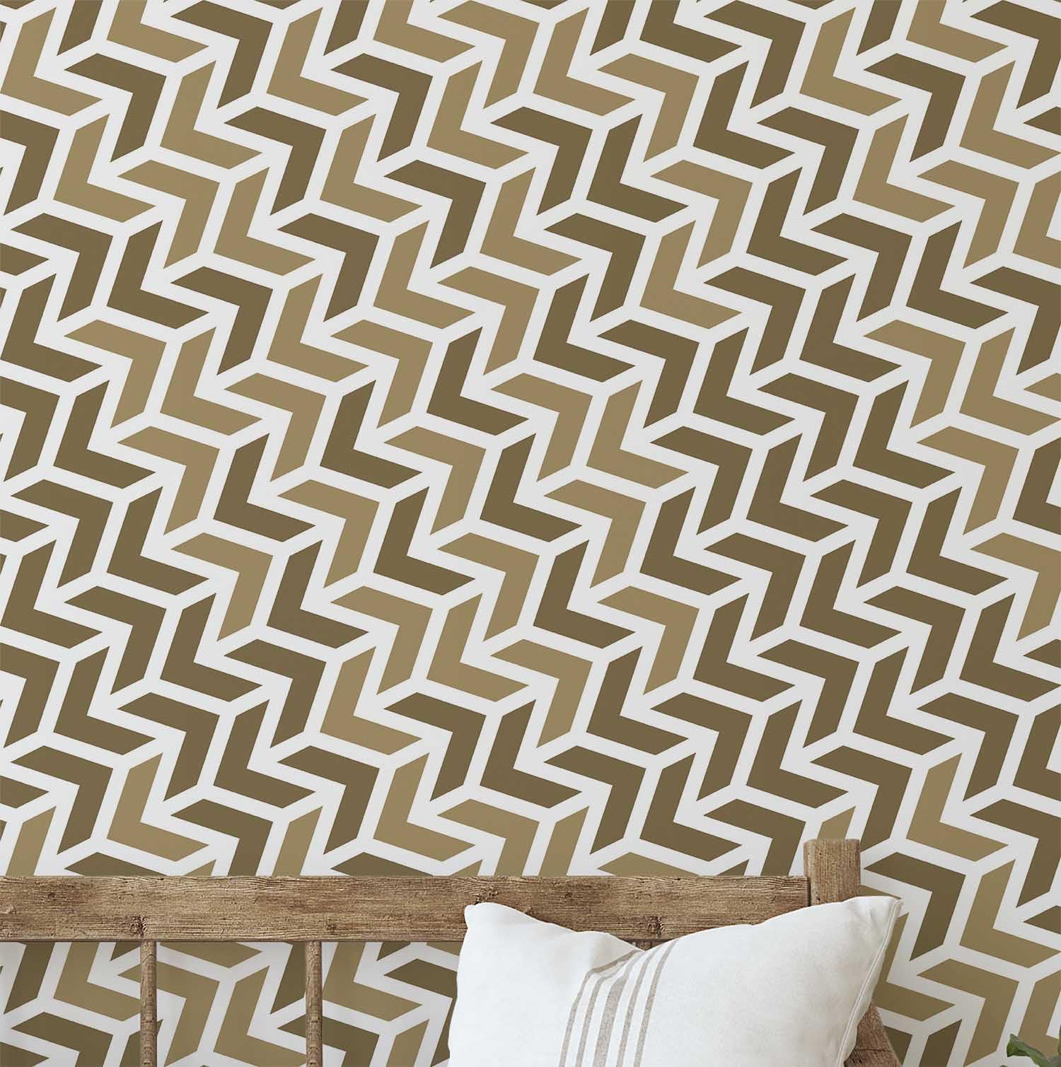 Papier peint de chambre et salle à manger vert à motif flèches S4Sassy