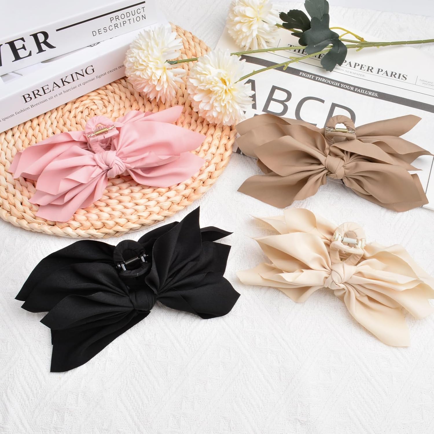 Bow Claw Clips Bow Hair Clips 4PC Big Hair Bows for Women Butterfly Styling Large Hair Clips for Thick Hair for Girls Hair Accessories for Teen - Image 5