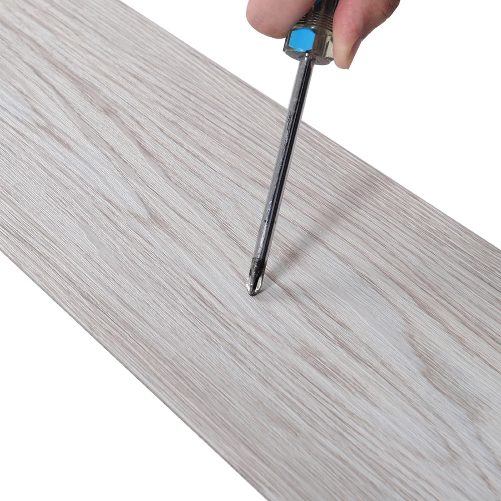 INMOZATA PVC Bodenbelag 5.01m² Vinylboden Selbstklebend Wasserdichte Bodenaufkleber für Küche Bad Haus Bodenfliese, 91.5 X 15.2CM, Weiß Grau