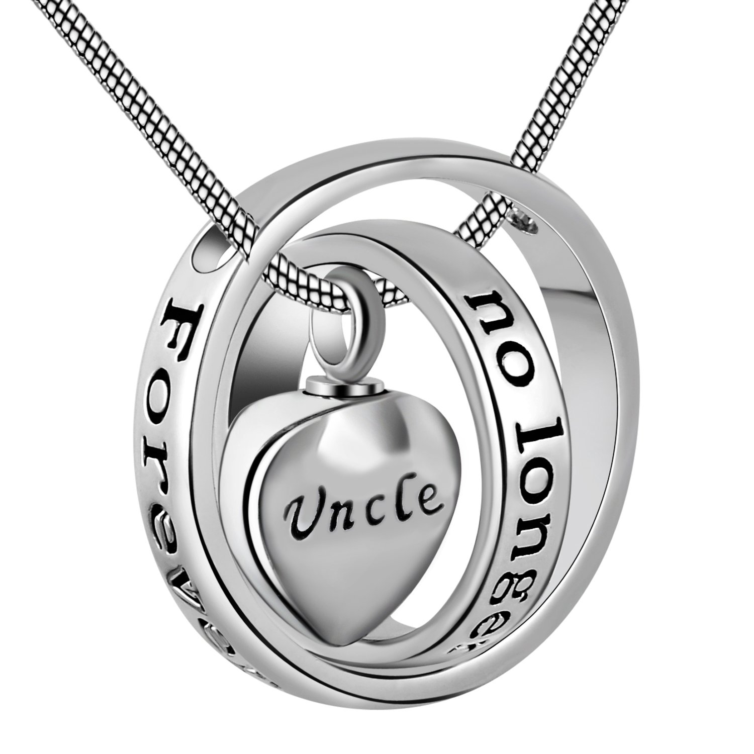 Cring CocoWomens&Mens No Longer by My Side,Forever in My Heart Carved Locket Cremation Urn Necklace for mom & dad