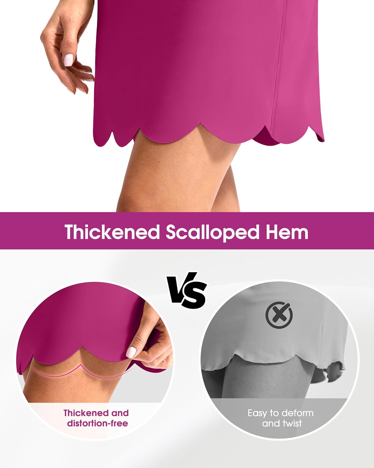 Viodia 18" Skorts for Woman with Scalloped Hem High Waisted Golf Tennis Women Skort Skirts with Pockets Dressy Casual - Image 4