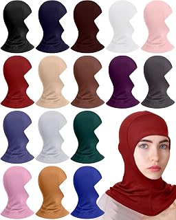 16 Pcs Women's Muslin Hijab Modal Hijab Cap Plain Turban Hijab for Women Stretchy Hijab Underscarf Sport Head Scarf (Multi Colors)