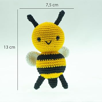 Amigurumi Arı Figür 13 cm – El Yapımı Pamuk İp Örgü Dekoratif Obje