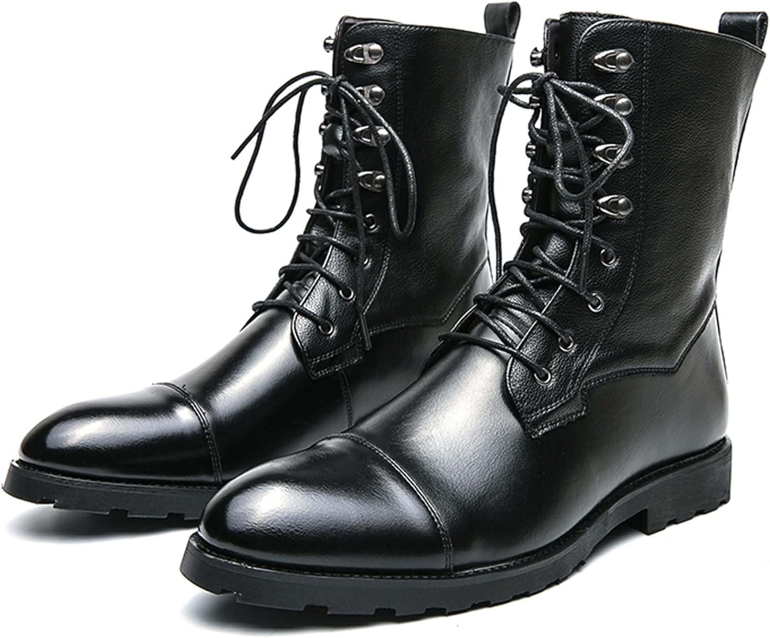 Plus Size Men's Combat Military boots Classic Lace Up Riding Motorcycle Hunting Casual Cowboy Boots Fashion Formal Walking Shoes, Black, Brown