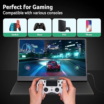 acer PM161Q Bbmiuux 15.6 Full HD 1920 x 1080 IPS Business Slim Portable Monitor | AMD FreeSync | External Monitor for Laptop PC Mac I Two 1W Speakers | 2 - USB 3.1 Type-C Ports & 1 - Mini HDMI