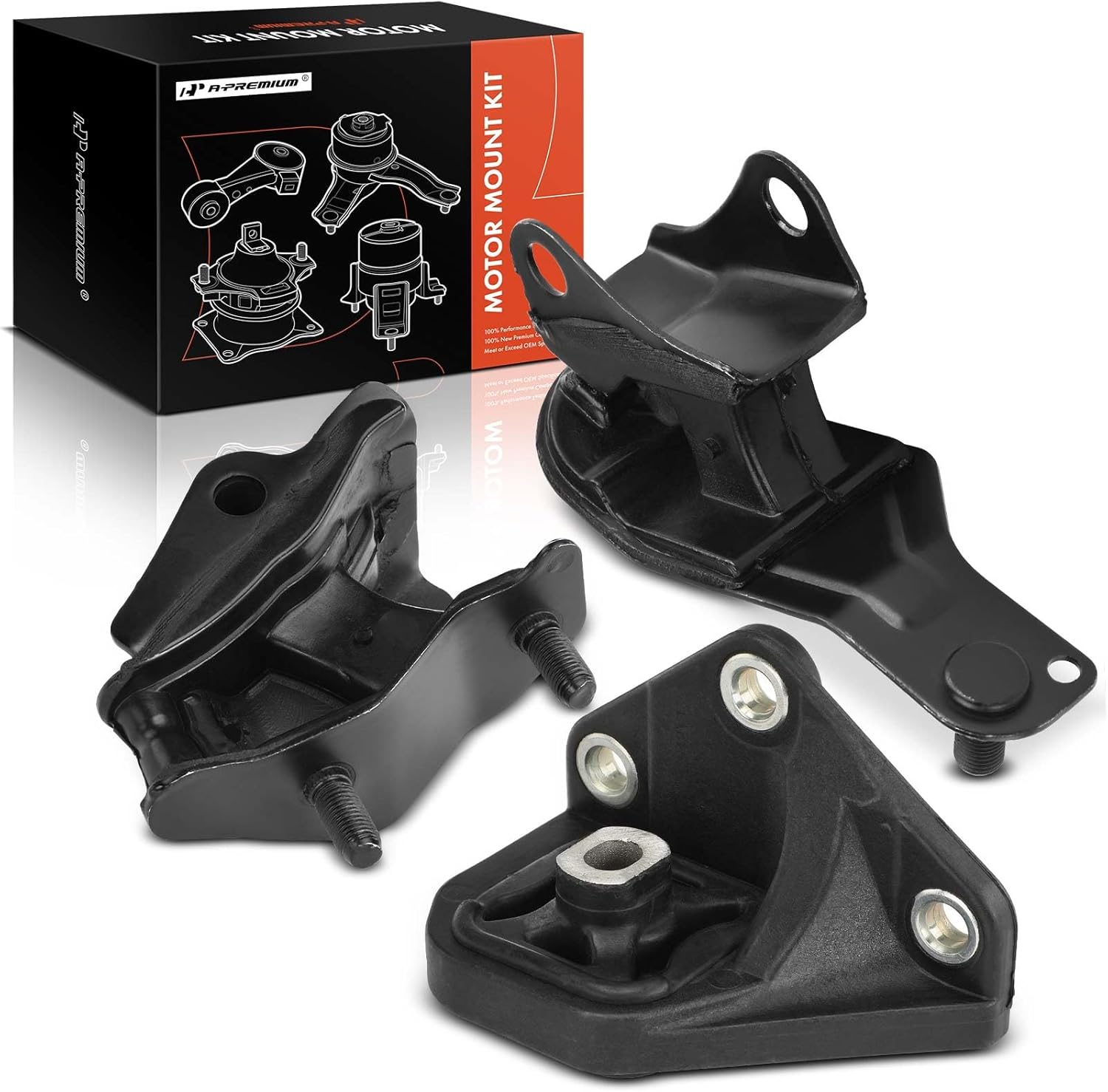 A-Premium 3PCS Transmission Mount Kit Compatible with Honda Accord 2003 2004 2005 2006 2007, 2.4L, Automatic Transmission, Replace# 50870SDAA02, 50860SDAA02