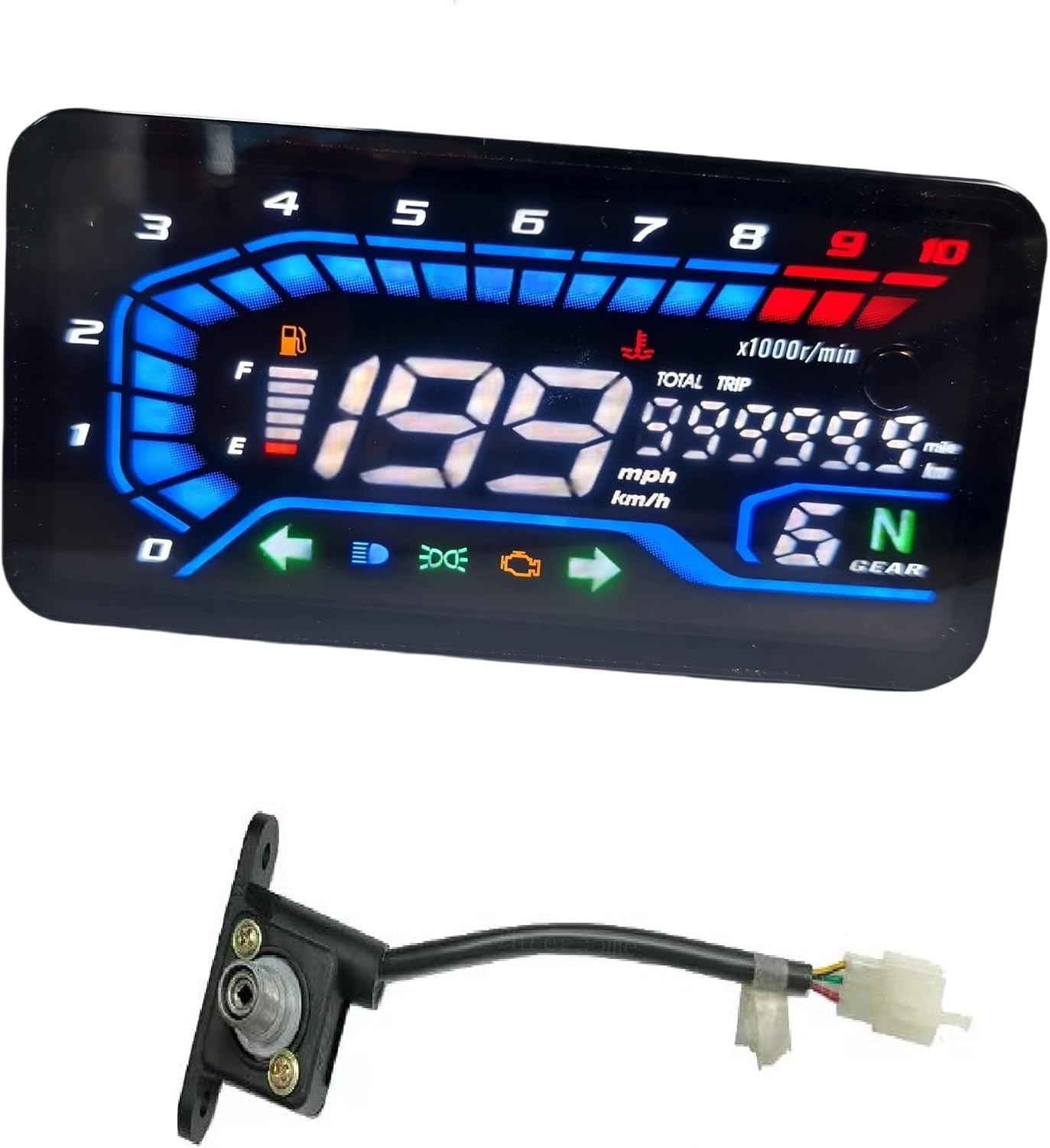 Mechanical Dual Odometer Gauge For 12V LED Universal Digital Motorcycle RPM Tachometer Modify Panel Meter Assembly Fuel Gauge