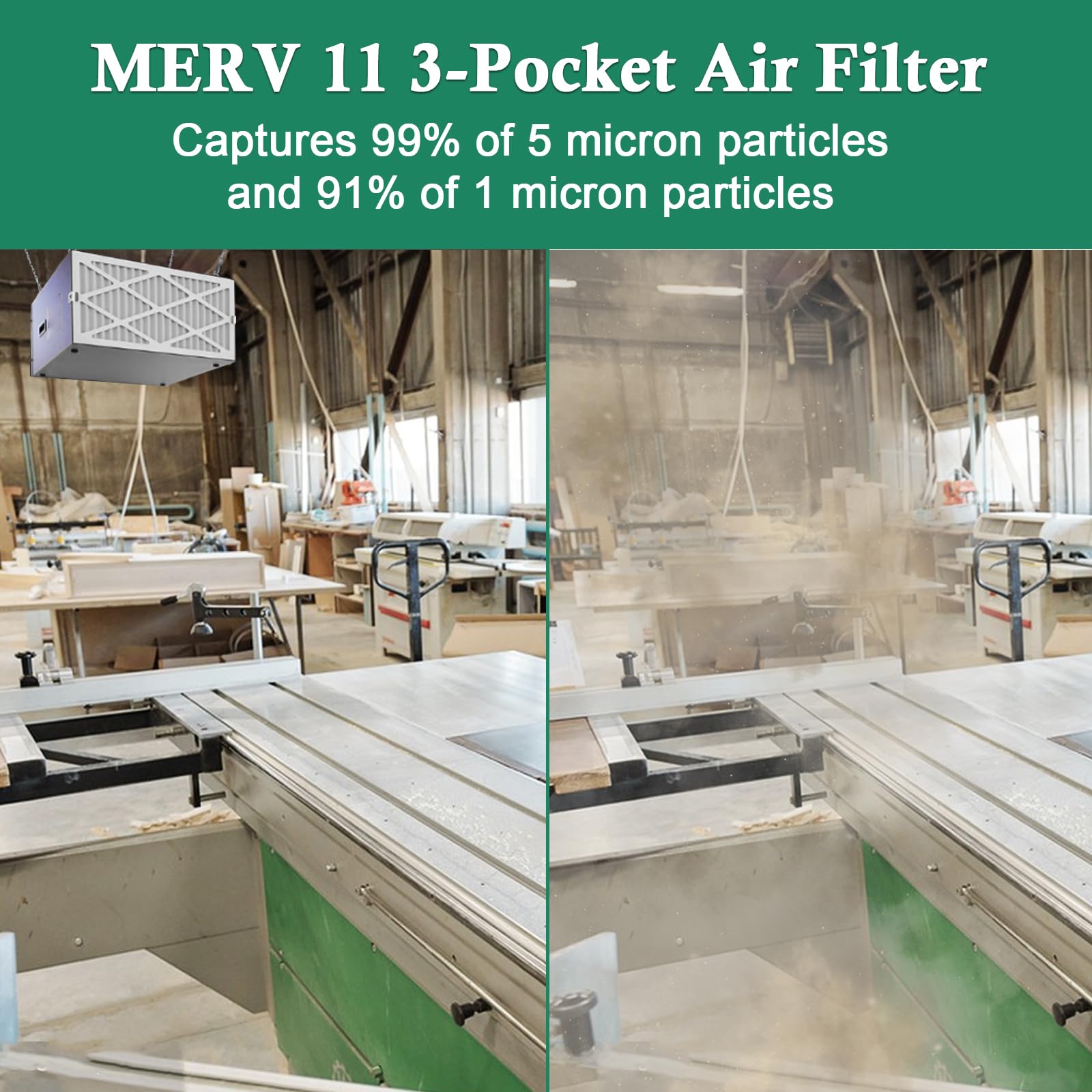 30,5 x 61 x 2,5 cm, filtri interni sintetici tascabili, compatibili con sistema di filtrazione dell'aria JET AFS-1000B, AFS-1000C, MERV 11, filtro dell'aria di ricambio per Powermatic 1791082