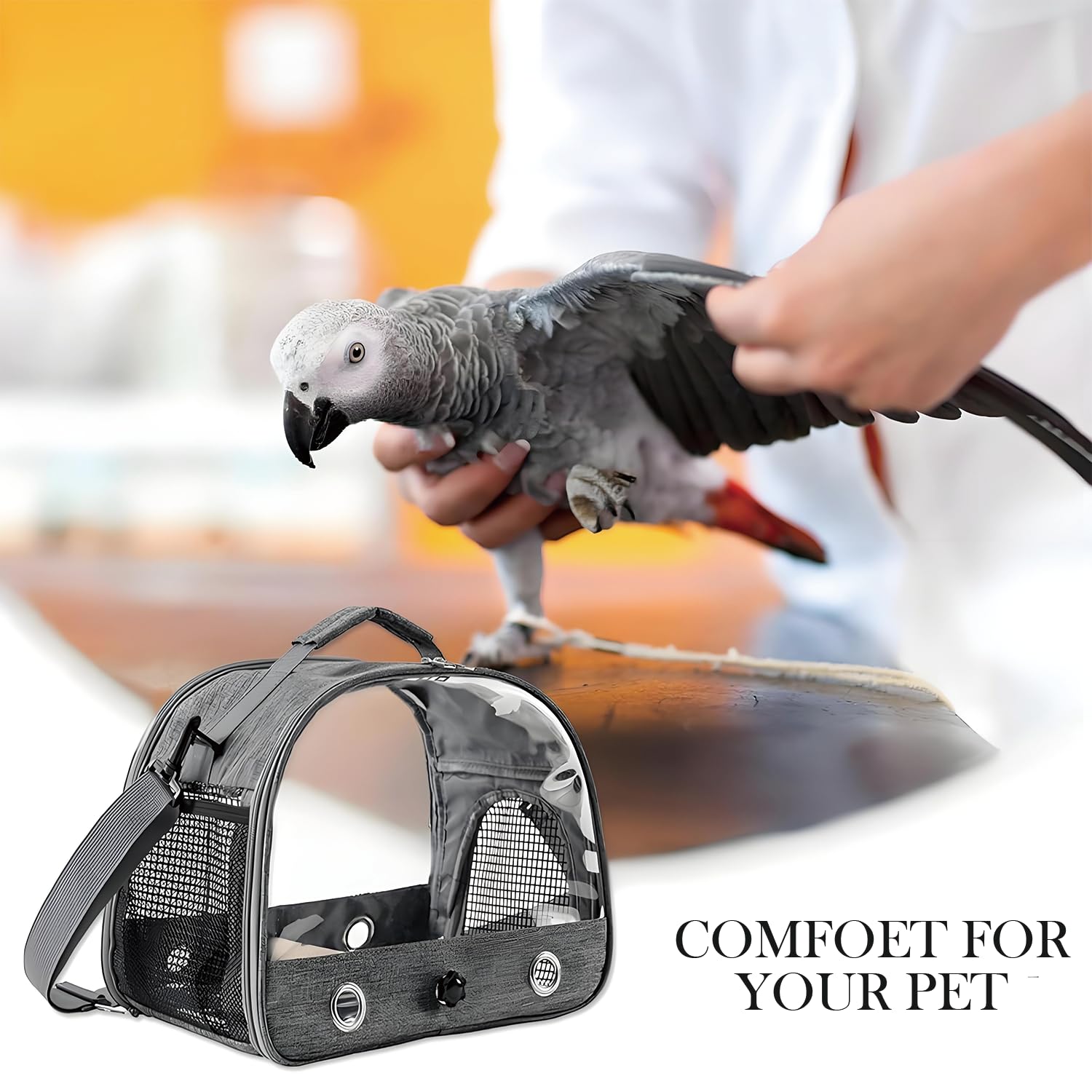 Sac De Transport pour Petits Animaux, Cage à Oiseaux, Sac De Voyage pour Animal, Cage De Transport Portable pour Petit Oiseau, Boîte De Transport pour Oiseaux, pour Petits Oiseaux, Perroquet (Gray)