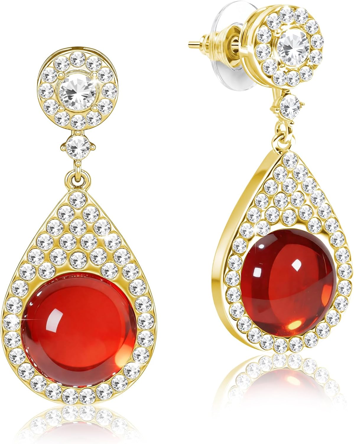 Women Trendy Faux Crystal Birthstone Dangle Earrings
