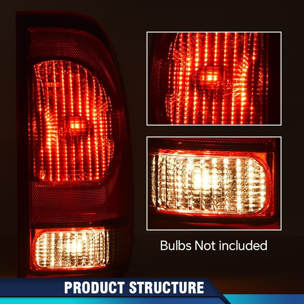 PIT66 Tail Light Rear Light Lamp Assembly Passenger Side Compatible with Ford F150 Stepside 1997-2004/Fit F250 1997-1999/Fit F250 F350 F450 F550 Super Duty 1999-2007 w/o Bulbs&Wiring Harness