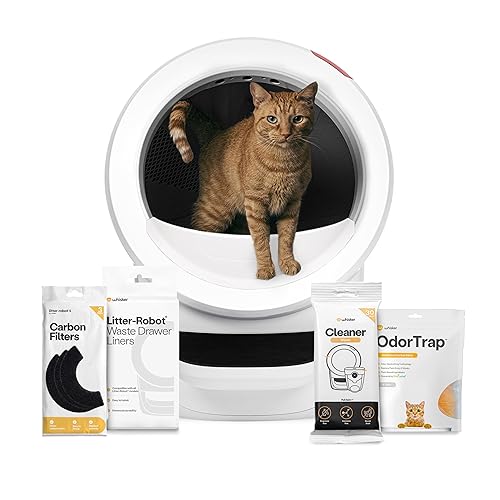 Litter-Robot 4 Supply Bundle by Whisker, White - Automatic, Self-Cleaning Cat Litter Box, WiFi Enabled, Includes Litter-Robot 4, 3 OdorTrap Refills, 10 Liners, 30 Cleaner Wipes, & 2 Carbon Filters - White