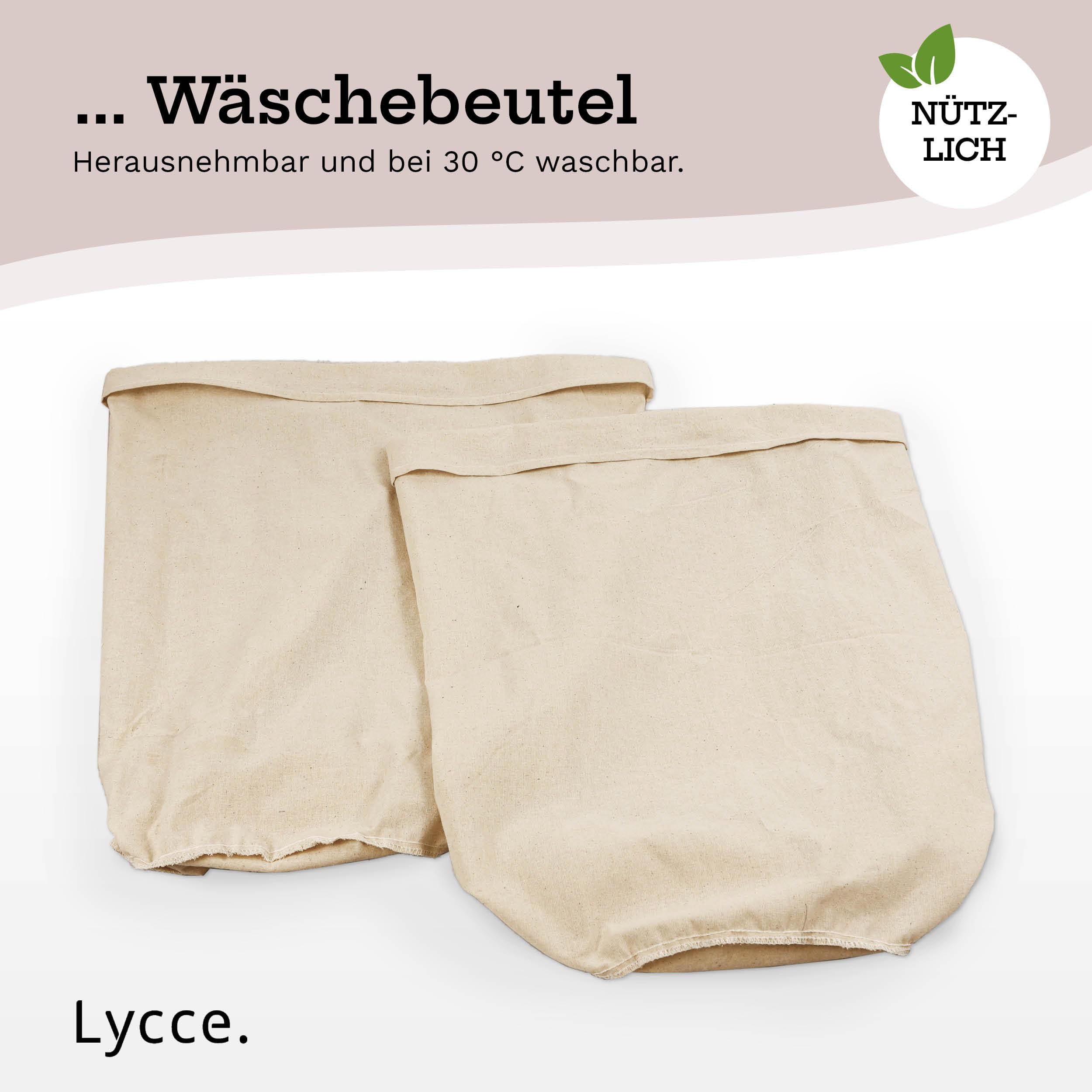 Lycce Wäschekorb 2-Fach Sortierer, 46L, Oval + Deckel und Metallgestell