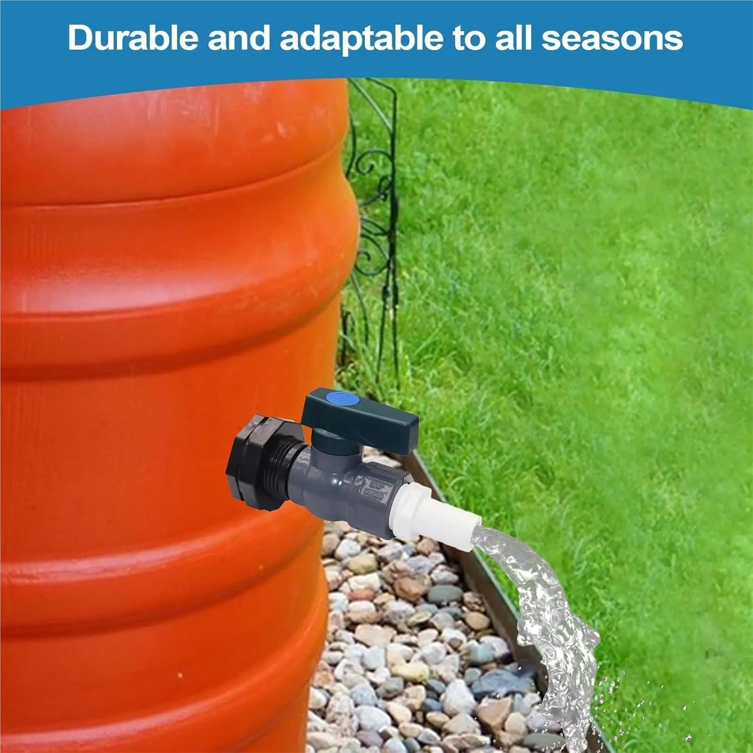 PVC Rain Barrel Diverter Kit, 3/4 Inch Valve, Spigot with Bulkhead Fitting Leak-Proof Adapter