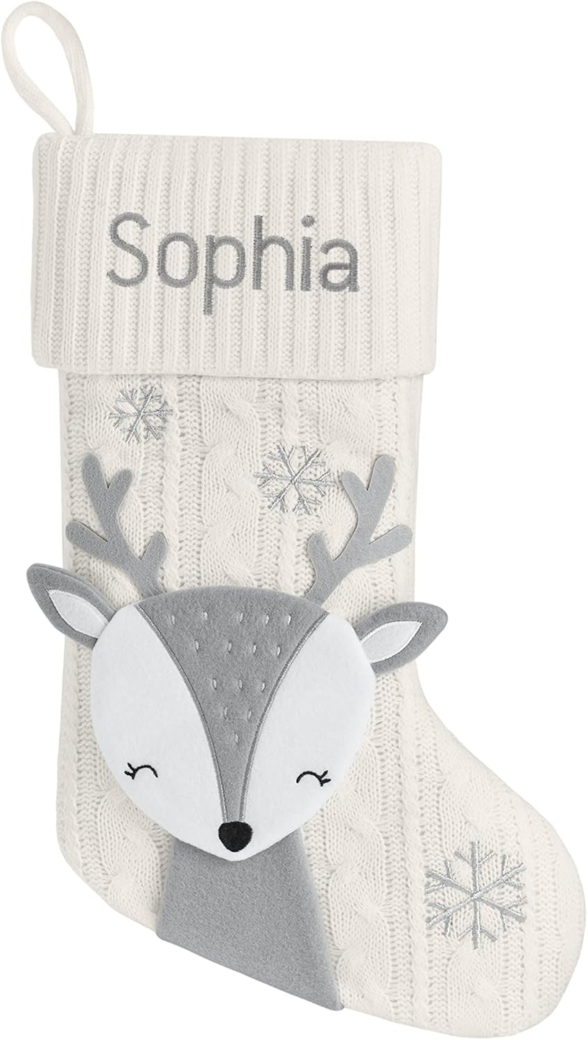 Let's Make Memories Personalized Christmas Stocking - 3D Plush Customized Stocking - Christmas Decor for Family - Holiday Critters - Reindeer