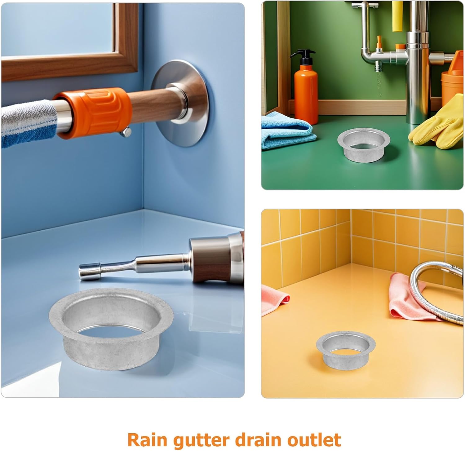 2pcs Rain Gutter Downspout Adapter and Drain Outlet Replacement, Metal Roof Gutter Drainage Pipe Connector for House Roof Rainwater Drain System