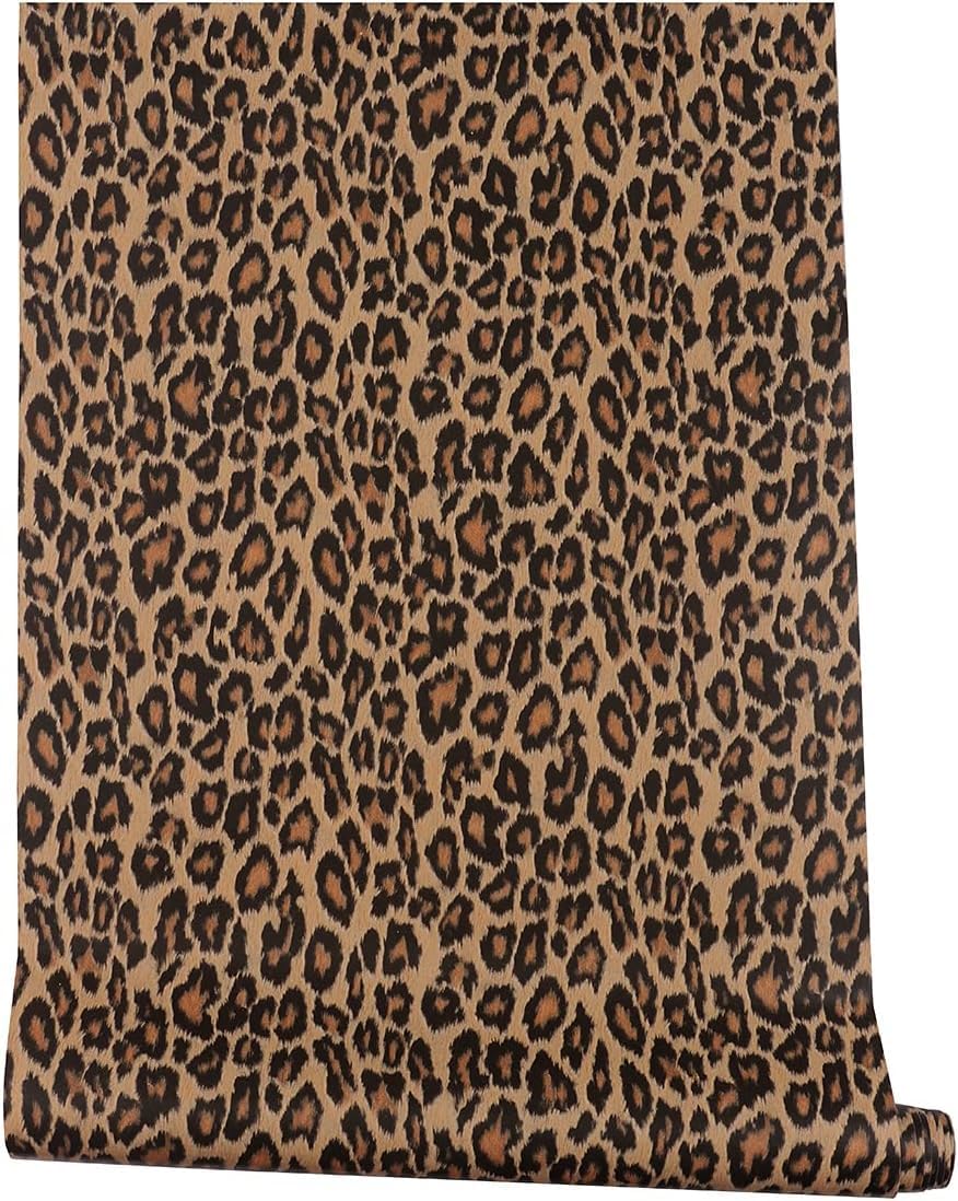 GLOW4U Self Adhesive Thick Vinyl Decorative Leopard Shelf Liner Contact Paper for Cabinets Dresser Drawer Furniture Walls 15.7X393 Inches Multicolor