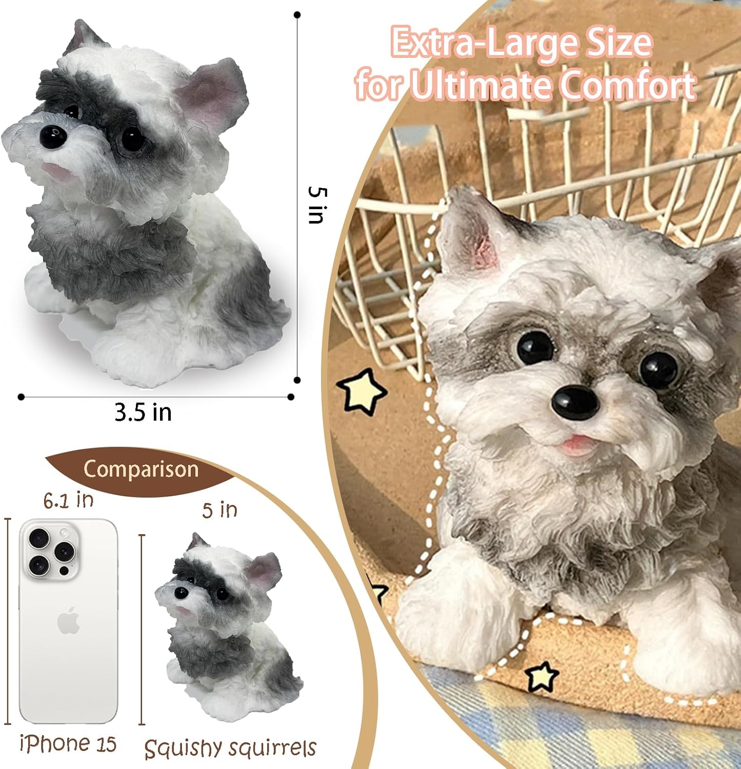 Big taba Squishy Dog, Cute Squishy Dog Stress Relief Toy for Adult/Kids, Handmade Soft Shih Tzu Design, Perfect Squeeze Toys Gift for Relaxation and Fun (6‘ Big Shih Tzu) - Image 4