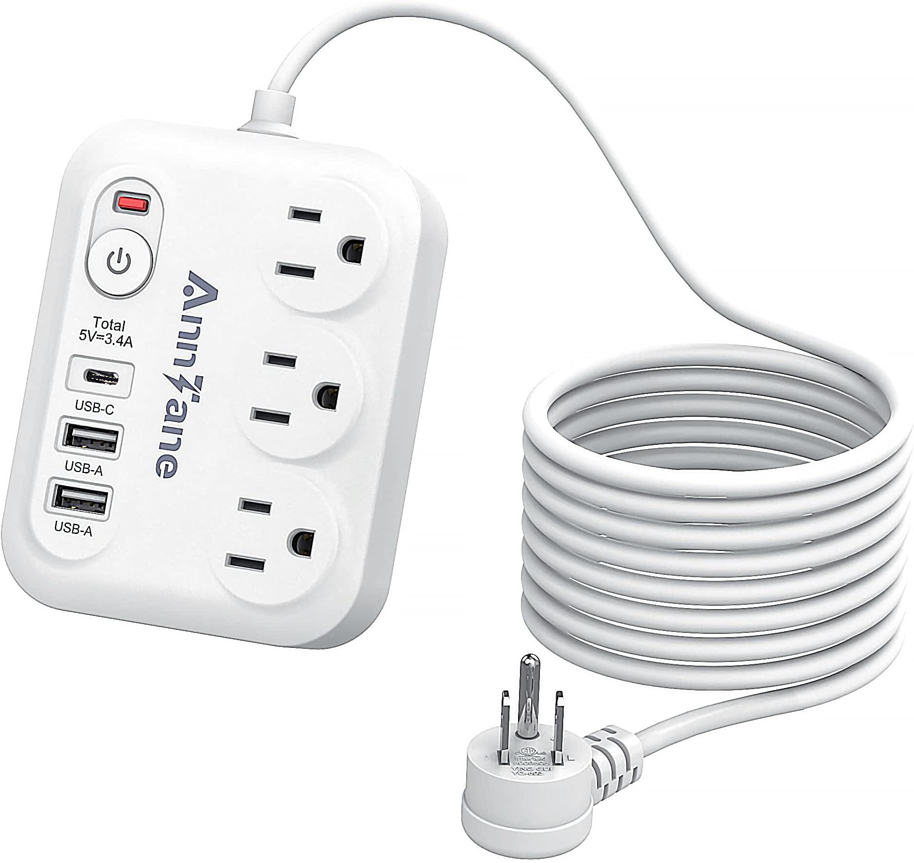 AnnTane Extension Electrica, Regleta Multicontacto USB C, Conector