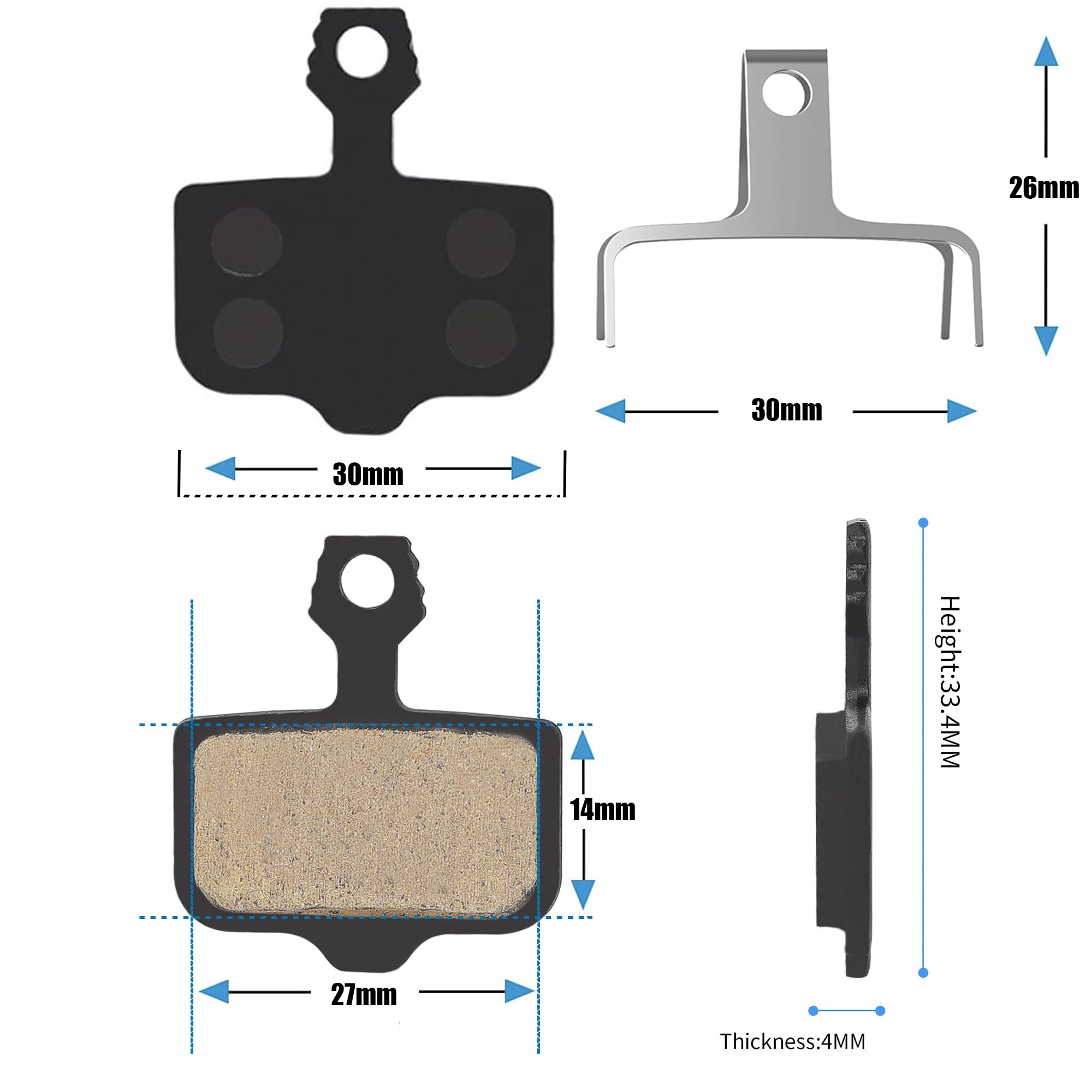 4 Paia Pastiglie Freno a Disco Bicicletta per Avid Elixir e1 e3 e5 e7 e9 Er Cr Mag Xo Xx x7 x9 Xxwc Db3 Db5 Mtb Compatibili Con Freni a Disco Idraulici Nutt