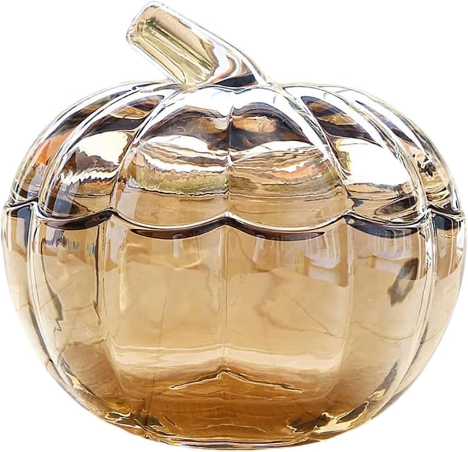 Biscuit barrel pot de bonbons en verre texturé citrouille avec couvercle étanche orné d'or