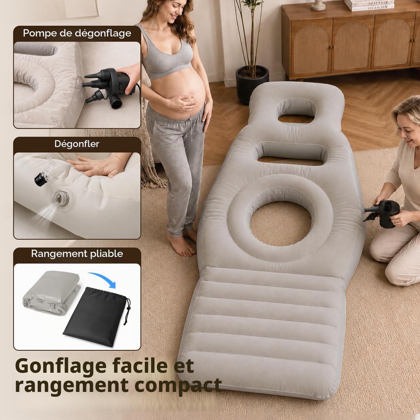 Matelas Gonflable pour Femme Enceinte, Oreillers De Grossesse pour Dormir