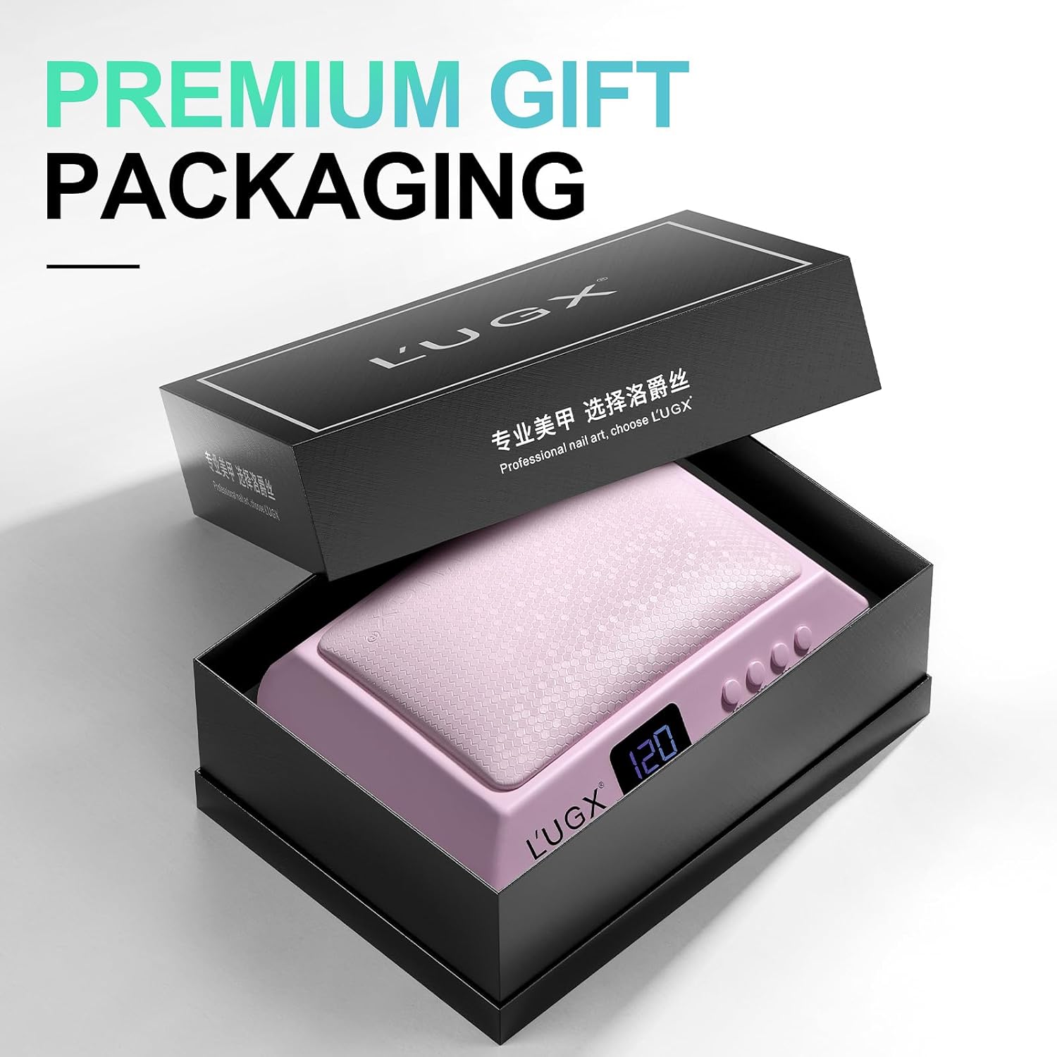 L'UGX Professional Nail Lamp for Gel Polish Dryer 72W LED UV Nail Lights with Arm Rest Pillow & Retractable Tray,Perfect for Manicure & Pedicure at Salon & Home Pink